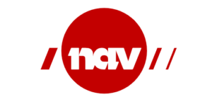 Logo NAV - napisa NAV w czerwonym kole